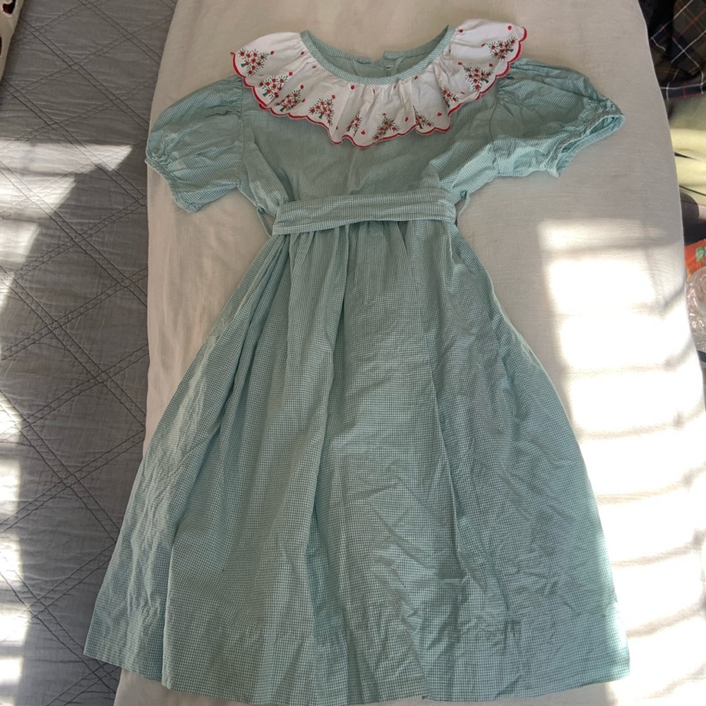 Anvy Kids Christmas Tree Collar Tie Waisted Dress 🎄🎄 size 7